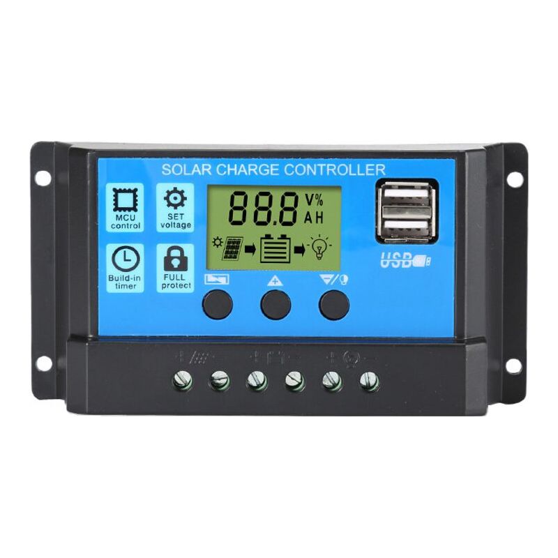 30a 12v/24v Contrôleur De Charge Régulateur Panneau Solaire De Batterie Intelligent Avec 5v Double Port Usb Lcd Affichage (30a)