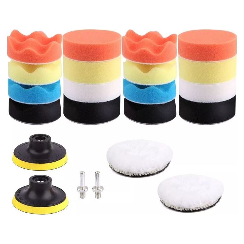 Sjlerst Éponge De Polissage Pour Voiture, Kit D'Éponge De Polissage Avec Adaptateur De Foret M10, Jeu De 11 Tampons De Polissage Tampons D'Épilation En Laine Pour Polisseuse