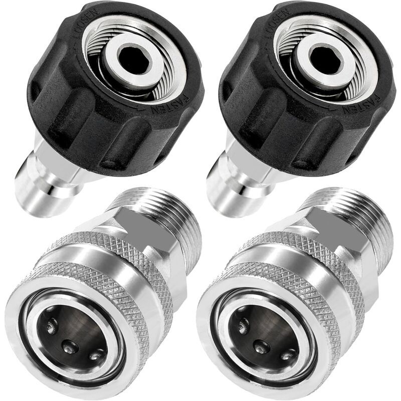 Lot De 4 Adaptateurs Pour Nettoyeur Haute Pression M22 14 Mm Vers M22 En Acier Inoxydable, 5000 Psi