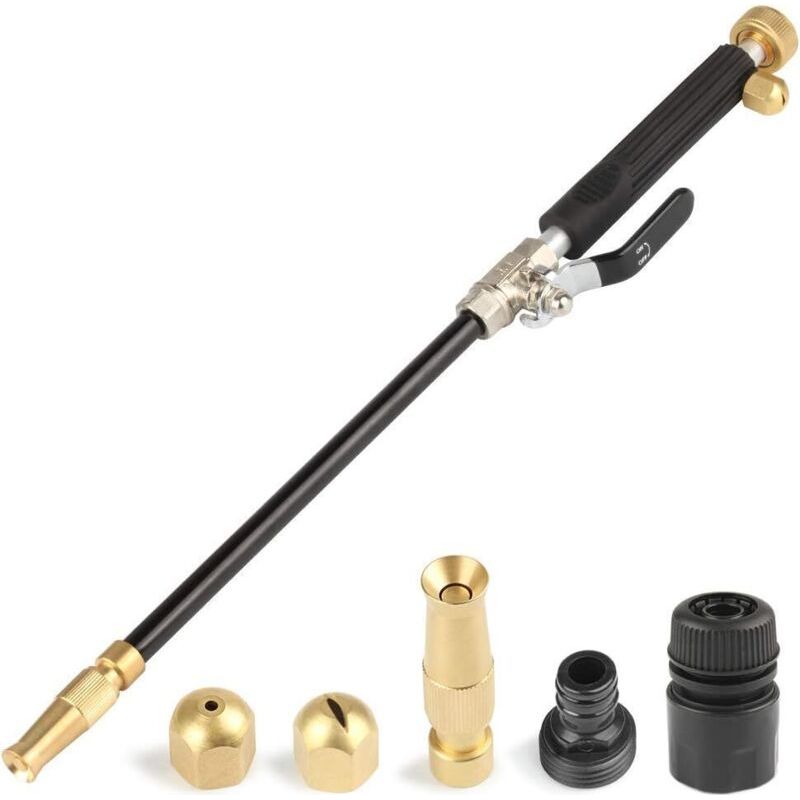 Nettoyeur Haute Pression Jet, Buse De Tuyau Haute Pression, Lance De Laveuse À Pression, Extrémité De Tuyau D'Arrosage Extensible, Pulvérisateur De Nettoyage De Vitres (réglable + Noir)
