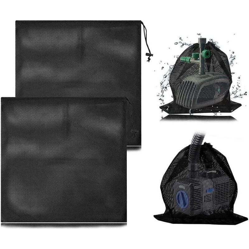 2 Pièces Sac En Filet De Pompe, Sac Filtrant De Pompe À Eau En Maille, Sac De Barrière De Pompe, Sac Protection De Pompe, Avec Cordon De Serrage Pour Filtres Biologiques De Bassin (45 X 45 Cm)