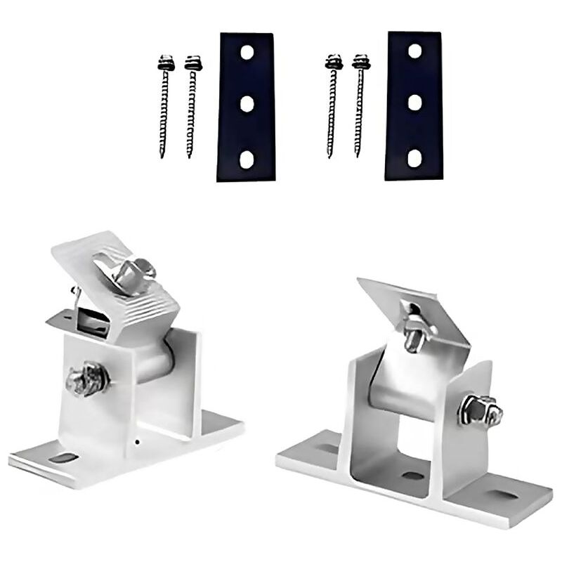 Ensemble De Supports Pour Panneaux Solaires, Réglables De 15 À 30 Degrés (2pcs Support + 2pcs Coussinets En Caoutchouc + 4pcs Vis À Bois À Douille Hexagonale)