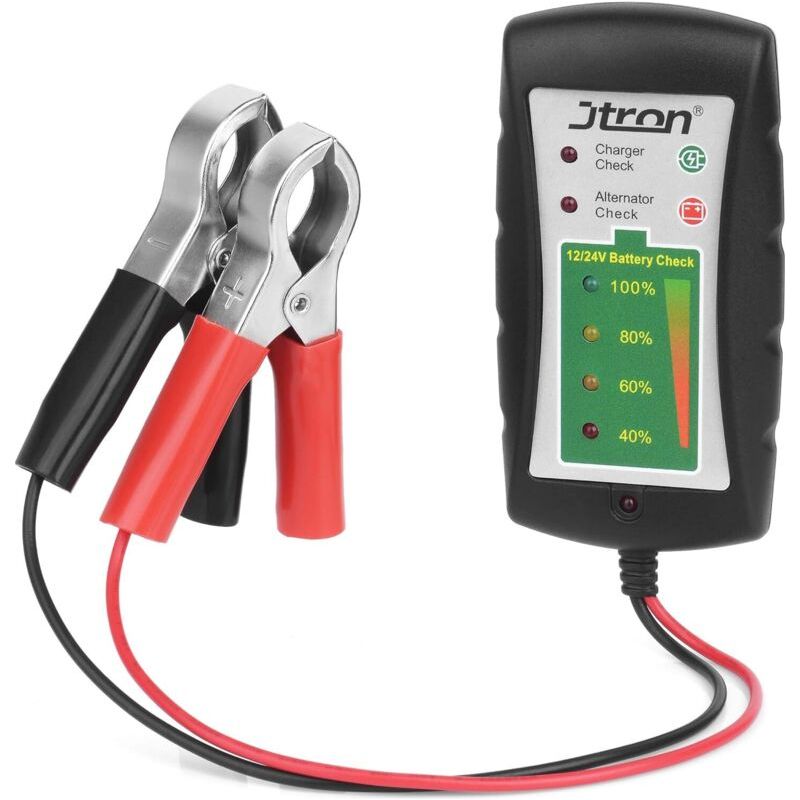 Testeur De Batterie De Voiture 12/24 V Dc Avec Alternateur Led Pour Voiture, Moto, Camion, Batterie
