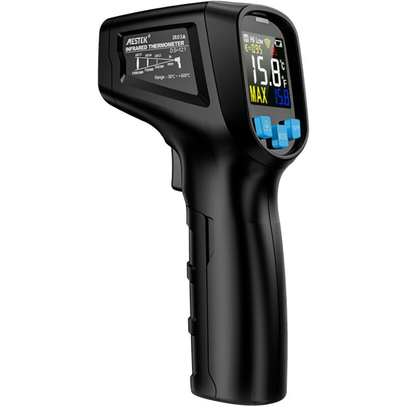 Sjlerst Thermomètre Infrarouge Numérique Lcd Sans Contact Portatif -50 À 400 °c, Pyromètre Testeur De Température Ir Industriel Avec Émissivité Réglable