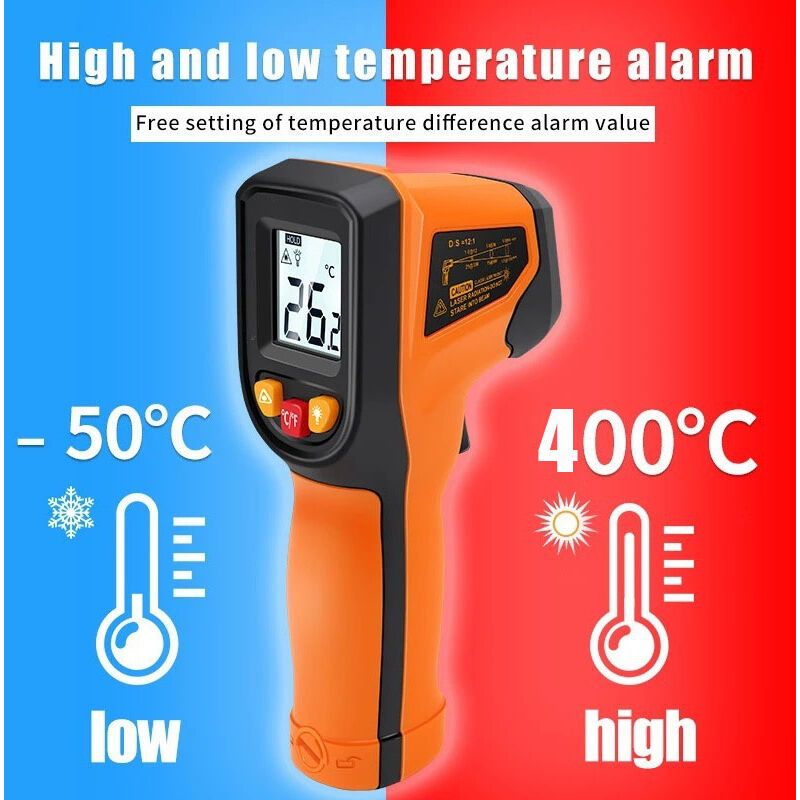 Sjlerst Thermomètre Infrarouge Laser Numérique Sans Contact (-50°c～400°c) - Non Frontal Pour Cuisson/bbq/congélateur/viande
