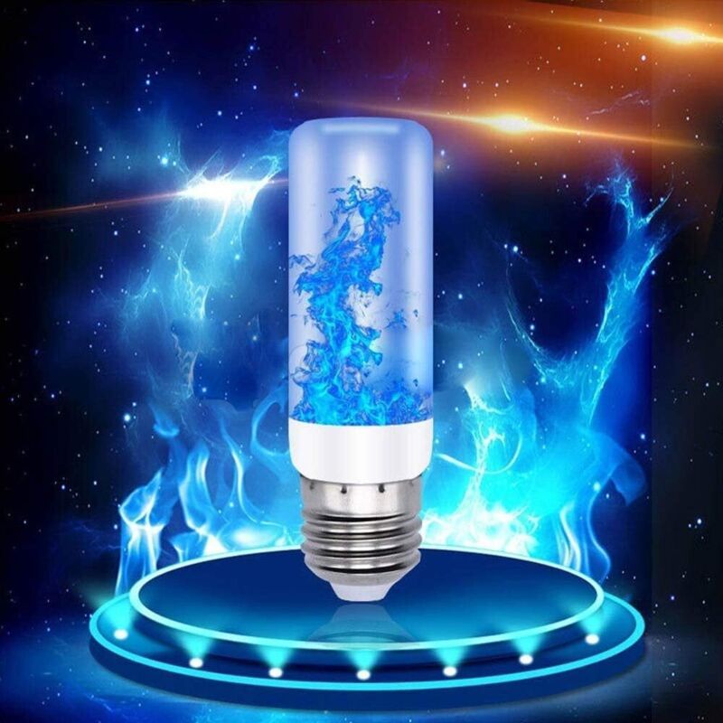 Lot De 4 Ampoules Flamme 3 W E27 Effet Feu Vacillant, Avec 4 Modes D'Clairage, Ip42,tanche, Pour Nol, Htel, Bar, Dcoration De Festival, Bleu