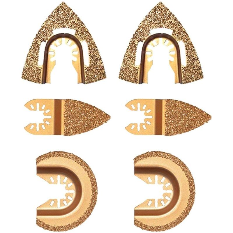 Lot De 6 Lames De Scie Oscillantes En Carbure De Diamant - En Demi-cercle Triangulaire - Universelles - En Carbure - Pour Scies Mixtes - Pour Joints