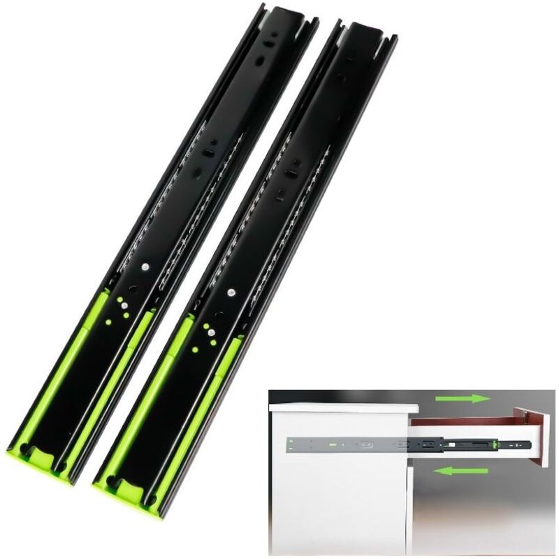 Rails De Tiroir Glissières Pour Tiroirs De Acier Inoxydable Coulisse De Tiroir 300mm Coulisse A Bille Glissière À Extension Complète Avec Amortisseur, Lot De 2
