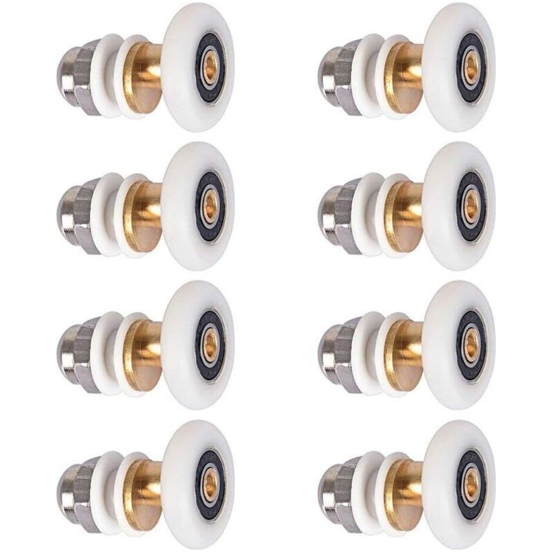 Rouleaux De Porte De Douche 23mm, Roues De Douche Coureurs Poulies De Fixation Pièces De Rechange De Porte Coulissante En Verre 8pcs