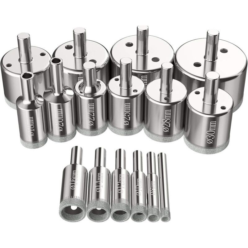 Scies-cloches 16 Pcs, Foret Diamant Scie Cloche 6-50 Mm Outils De Perçage En Verre Trous Scies Kit Pour Acier Au Carbone, Perceuse En Verre, Céramique, Porcelaine, Carrelage, Marbre