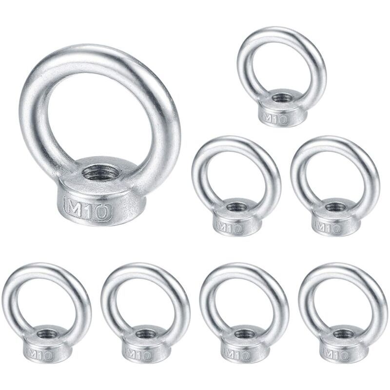 M10 Écrou À Oeil, Anneau De Levage Boulon À Œil, Acier Inoxydable 304 Écrou De Bague, Piton À Visser Ecrous - 8 Pcs