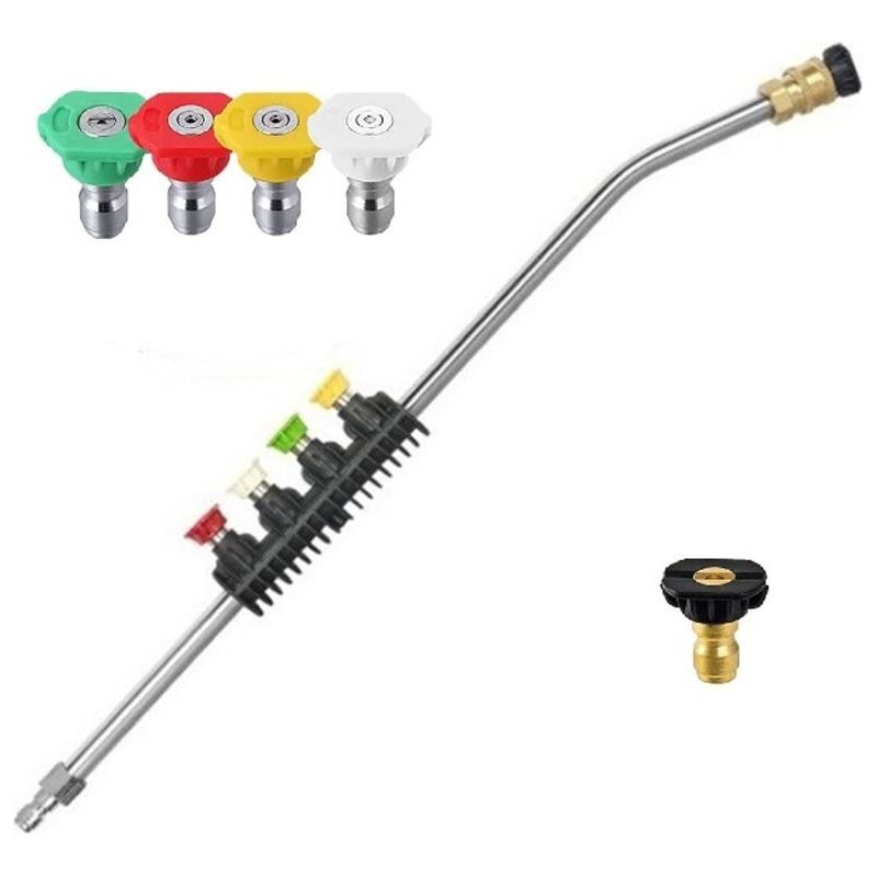 Lance D'Extension Pour Nettoyeur Haute Pression, Tige De Nettoyage En Acier Inoxydable Avec 5 Buses À Angle Réglables, Compatible Avec Les Lavor, Parkside Et Huter Modèles Partiels, 15