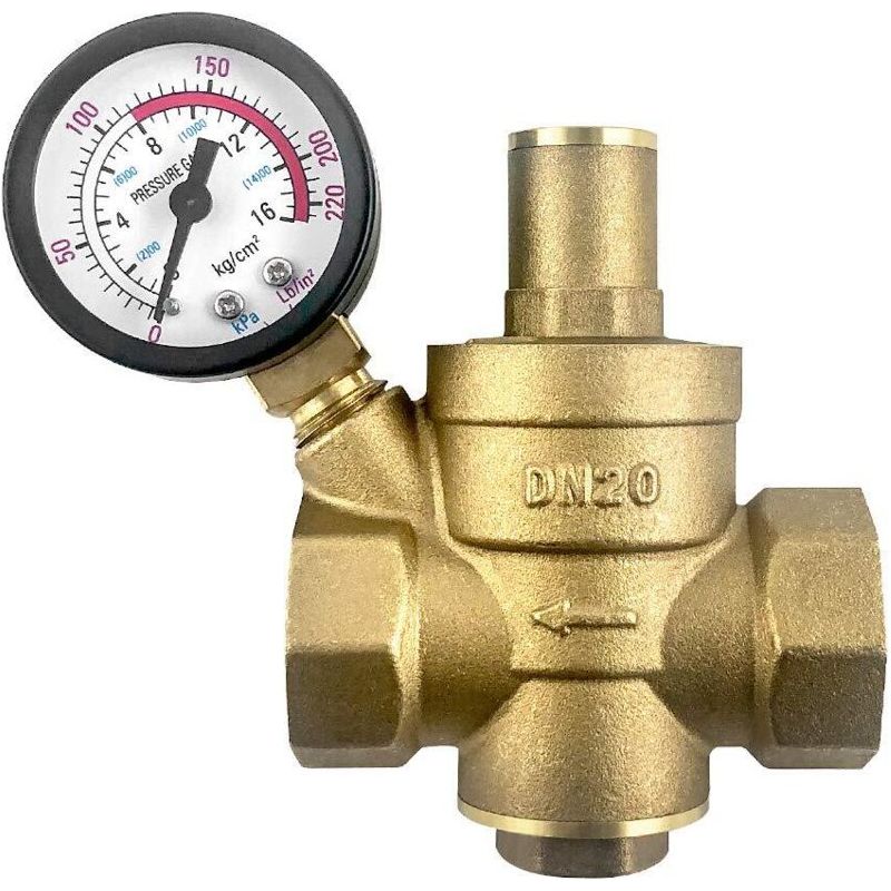 Dn20 Reducteur De Pression D'Eau En Laiton Avec Manomètre De Soupape De Réduction De Pression Réglable