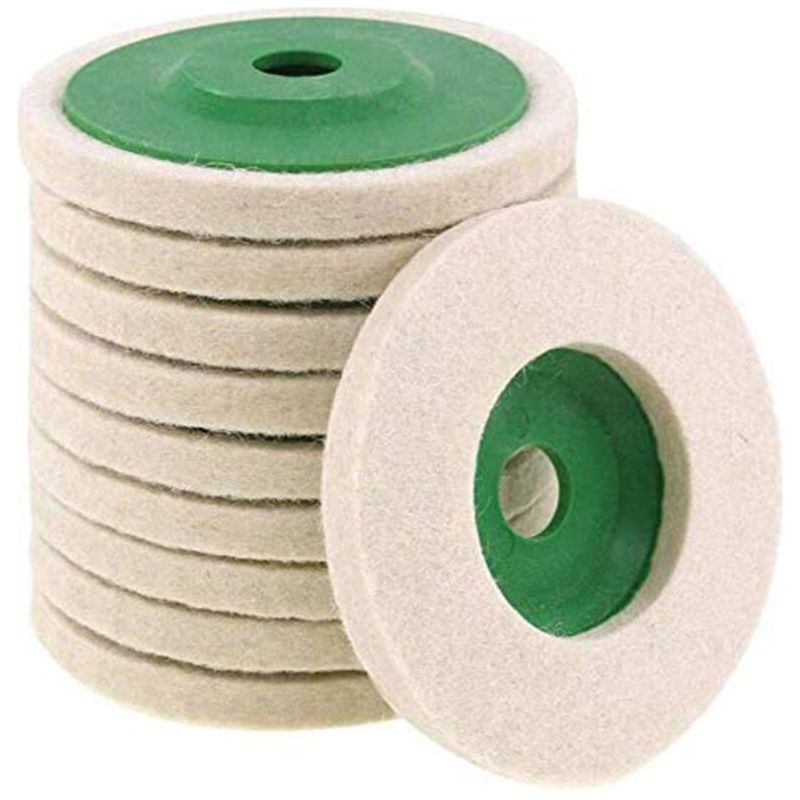 Lot De 10disques De Polissage En Feutre De Laine Pour Meuleuse D'Angle De 10 Cm – Vert