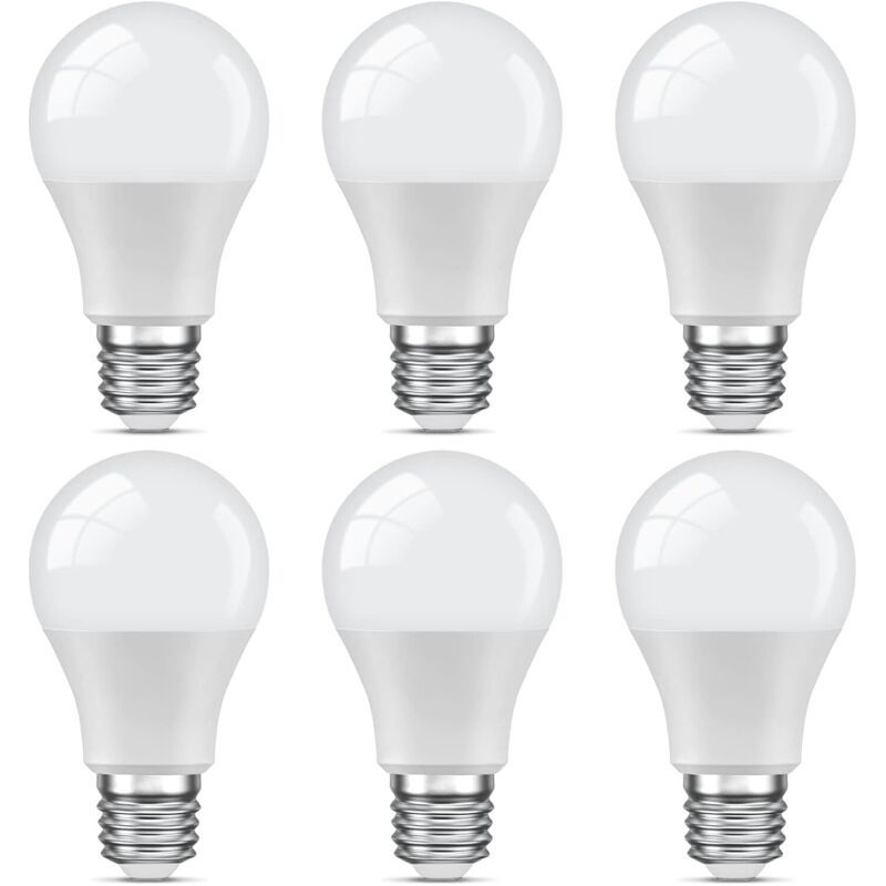 Led E27 Blanc-froid,9w Equivalent 60w,6000k,806lm,ampoule Standar A60 Avec Culot À Vis,non Dimmable,pas De Scintillement,220v-240v,pour Maison Restaurant Café Bar,lot De 6