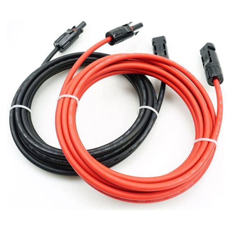 Câble D'Extension Pour Panneau Solaire, Câble Pv 4 Mm² Avec Connecteur Femelle Et Mâle Pour Systèmes Photovoltaïques Pour Photovoltaïque Panneau Solaire(1 M Noir + 1 M Rouge)