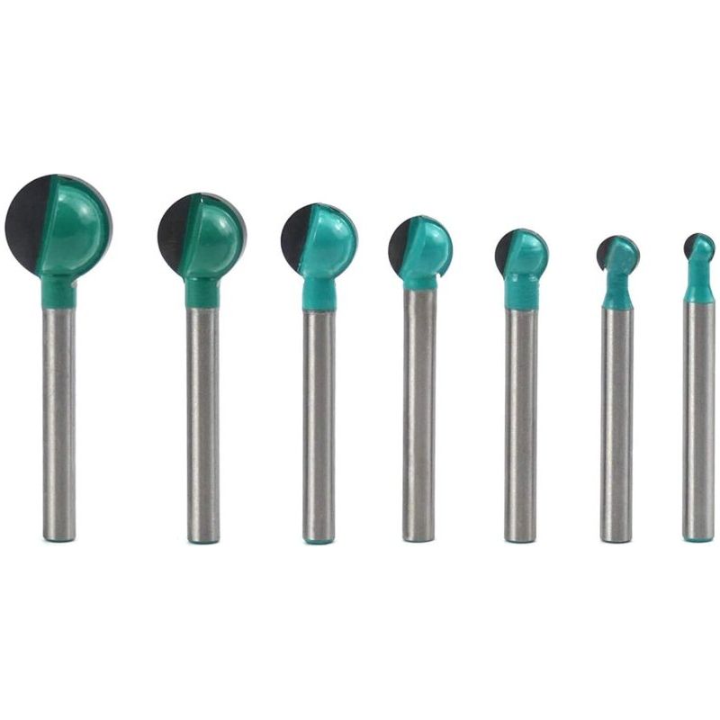 Fraise À Fond Rond Bois, 7pcs 6 Mm Tige 6/8/10/12/14/16/19 Mm Routeur Core Box Bits, Fraise À Rainurer Pour Défonceuse Outil De Coupe Bit De Routeur