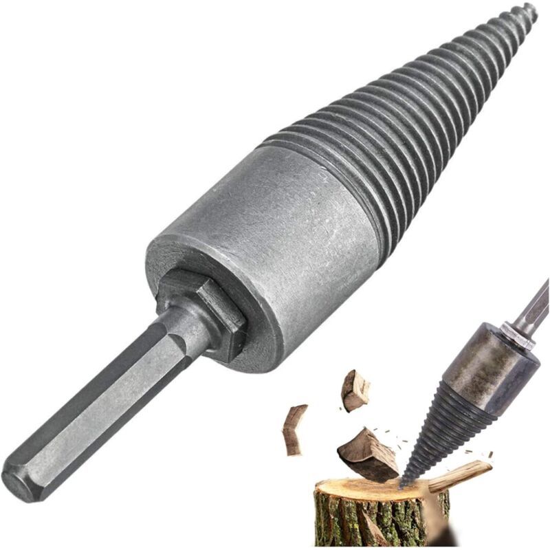 Fendeuse À Bois Perceuse Foret À Vis Bois De Chauffage Foret Splitter Bits Cône Forets De Fendeuse Bois En Acier Perceuse Pour Fendeuse De Bûches Bois De Chauffage À Tige Hexagonale Cône (1 Pièce)