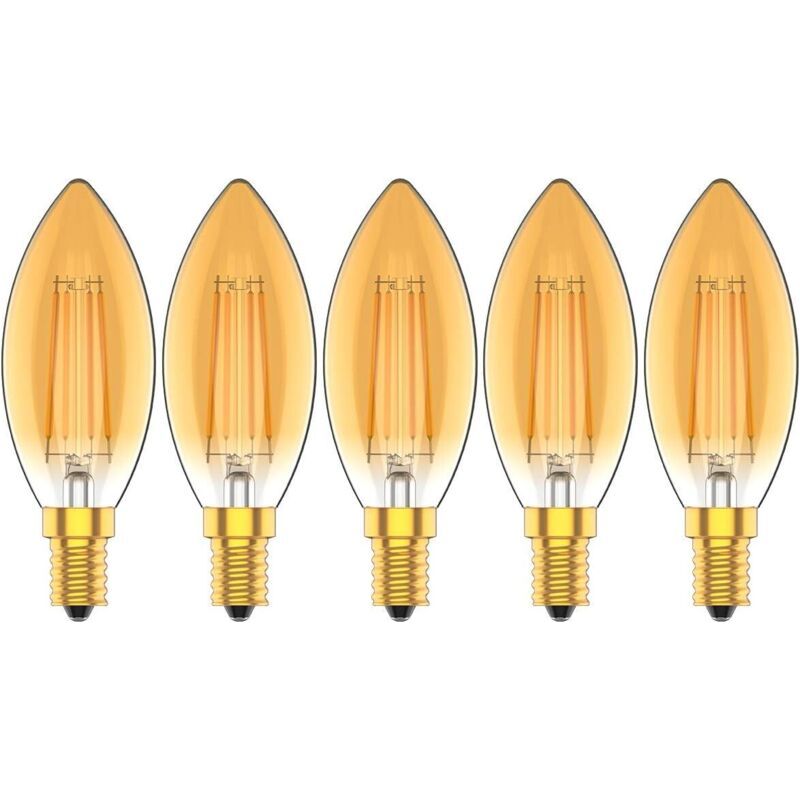 Ampoules Bougie À Led E14 4w, 30w Ampoule À Incandescence Équivalent, 2200k Blanc Chaud, 300lm, Cri80+, Petit Culot À Vis, Chandelier Ampoules Led,lot De 5
