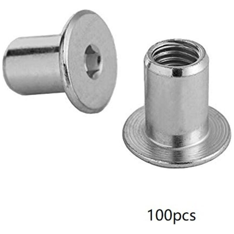 Aougo – Écrou Hexagonal M6 X 15 Mm – Acier Galvanisé – Tête Plate Pour Clé Allen – Lot De 100 Pièces Pour Connexions Visibles