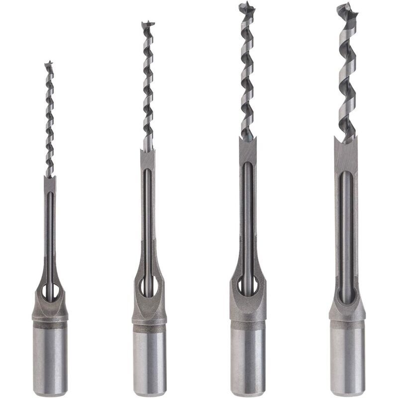 4pcs Kit De Forets À Trou Carré Pour Travail Du Bois, Ensemble De Ciseaux À Mortaiser En Bois 6,4mm / 8mm / 9,5mm / 12,7mm Pour Charpenterie Construction Décoration Industrie