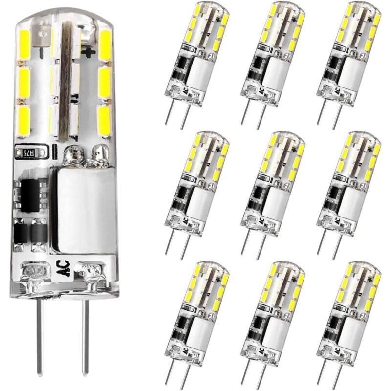 Ampoule G4 Led, 12v 2w Équivalent 20w Ampoule Halogène, Blanc Froid 6000k, 180lm, Sans Scintillement, Ampoule À Économie D'Énergie Pour Lustre De Hotte Aspirante, Non Dimmable, Lot De 10