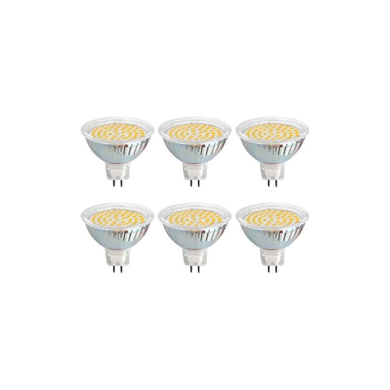 Ampoule Gu5.3 Led 12v 3w Blanc Froid 6000k, Ø50mm, 120 Degrés, Équivalent Gu5.3 30w, 500lm, Ac/dc 12v, Spot Led Mr16 Gu5.3 Pour Cuisine/salle De Bain/armoire, Non-dimmable, Lot De 6