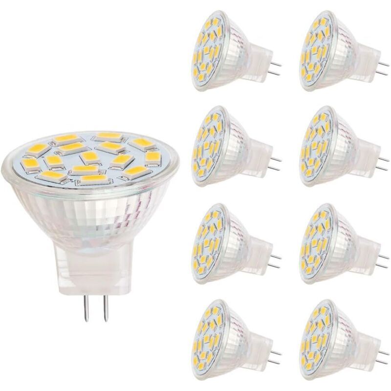 Lampes Led Mr11, Douille Gu4.0, 3 W, Correspondant À Des Lampes Halogènes 20-30 W, 12 V Ac/dc, 350lm, Projecteur 120 °, Éclairage Sur Rail, Blanc Chaud (3000k, 8 Pièces) [classe Énergétique A+]