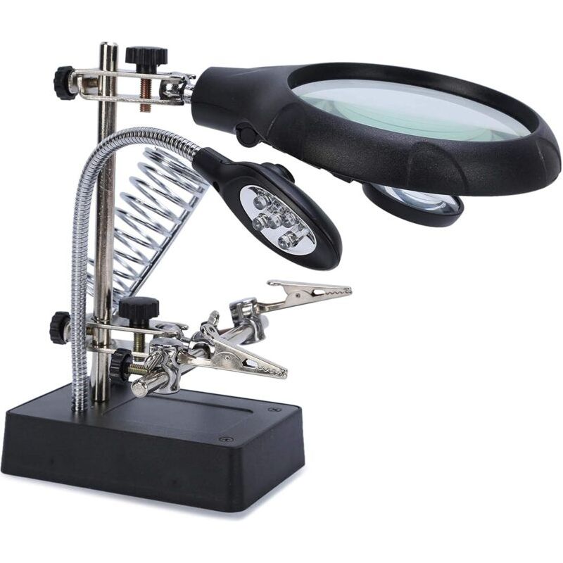 Loupe De Support Loupes 5 Leds Fer À Souder Multifonctionnel Troisième Main Pour Ingénieur Électronique Horloger Montre Réparation Soudure