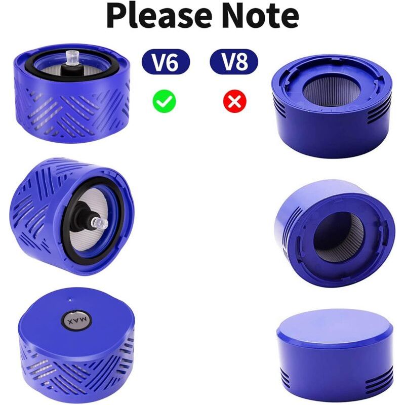 Filtre Pour Dyson,filtres De Rechange Aspirateur Pour Dyson V6,v6 Motorhead, V6 Absolute Et V6 Animal,3 Pièces Post Hepa-filtre Et 3 Pièces Pre-filtre,remplace La Partie 965661-01 Et 966741-01(v6) Npt