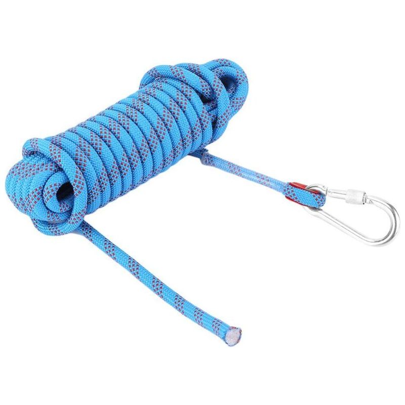 Aougo – Corde Escalade 12mm – Longueur 20m – Fibre De Polyester Anti-abrasion – Résistance Jusqu'à 2100kg – Boucle Cousue Et Mousqueton Inclus