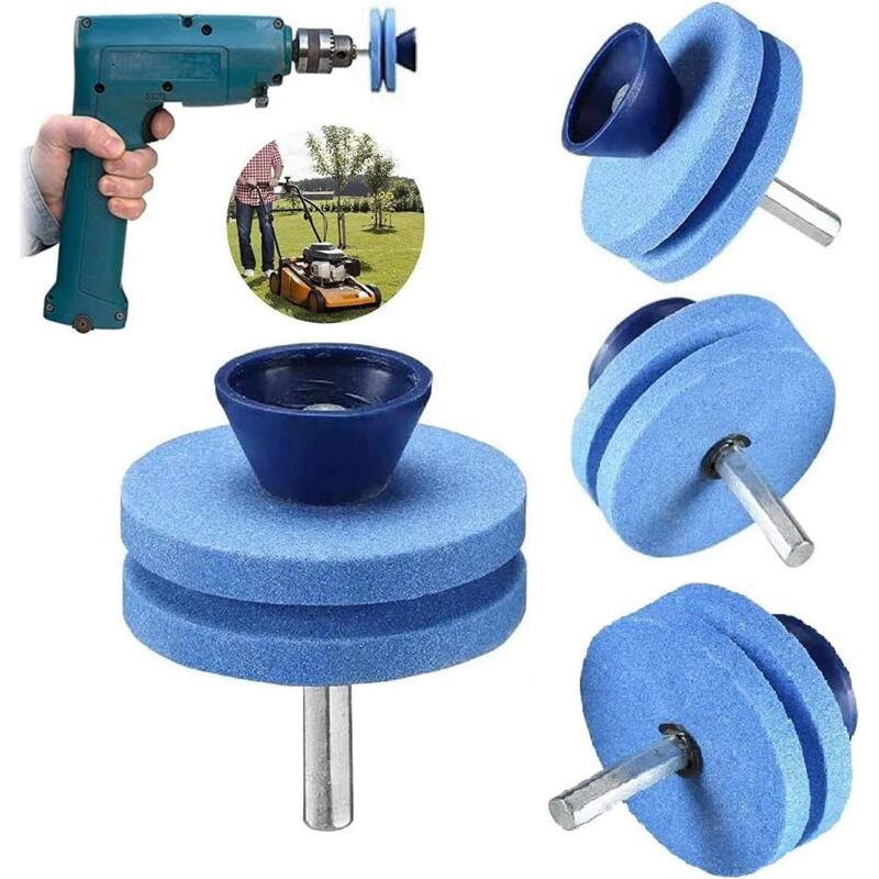 Lot De 3 Aiguiseurs De Lames De Tondeuse À Gazon, Aiguisage Rotatif, Meuleuse Double Couche (bleu)