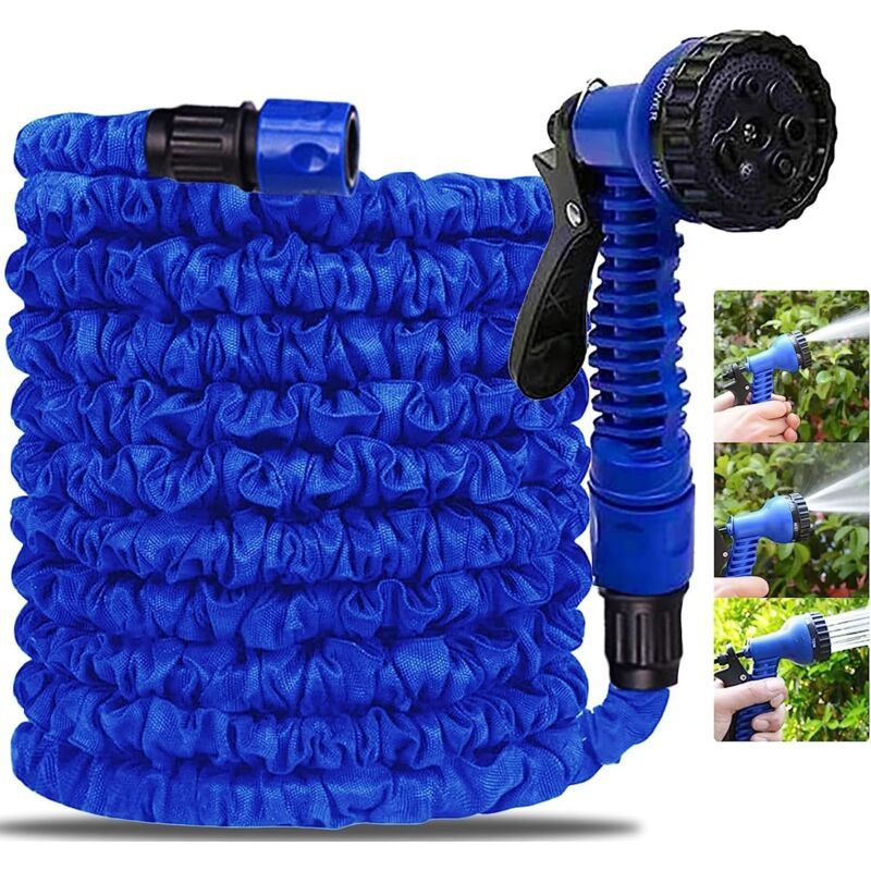 Sjlerst Tuyau D'Arrosage Extensible Et Rétractable, Tuyau D'Arrosage Flexible Avec Lance À 7 Fonctions Pour Le Jardinage, Le Lavage, L'Arrosage De La Voiture, Le Bain Des Animaux. (15m-50ft)