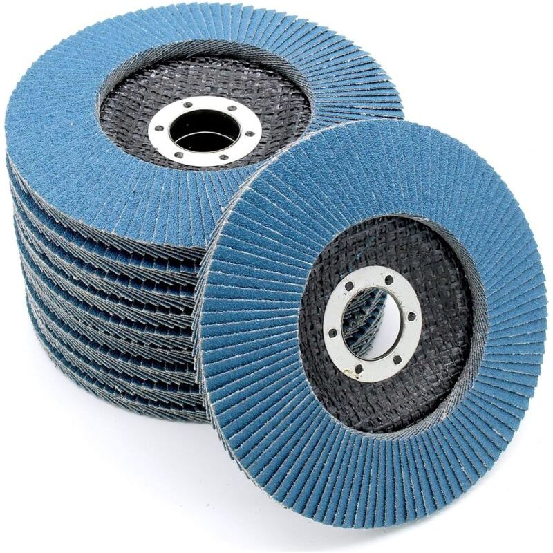 Compartiments Disques │ Bleu │ 10 Pièces │ Ø 125 Mm │ Grain 80 │ Inox │ Disques Abrasifs │ Disques À Lamelles