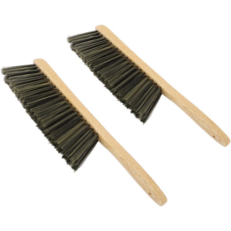 Lot De 2 Balais À Poussière En Bois Avec Long Manche, Brosse À Main Et Poils Doux Pour Le Nettoyage Des Meubles D'Extérieur (marron)
