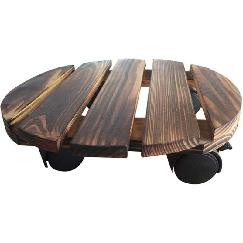 Caddy Rond En Bois D'Usine Avec L'Usine Mobile De Roues De Roulement Support De Pot De Fleur Roulant Pour Jardin Domestique Intérieur Extérieur 3030cm
