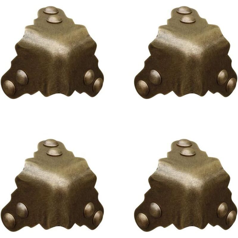Lot De 4 Protections D'Angle Vintage En Laiton Pur, Pour Bureau, Boîte À Bijoux, Coffret Cadeau, Trois Côtés