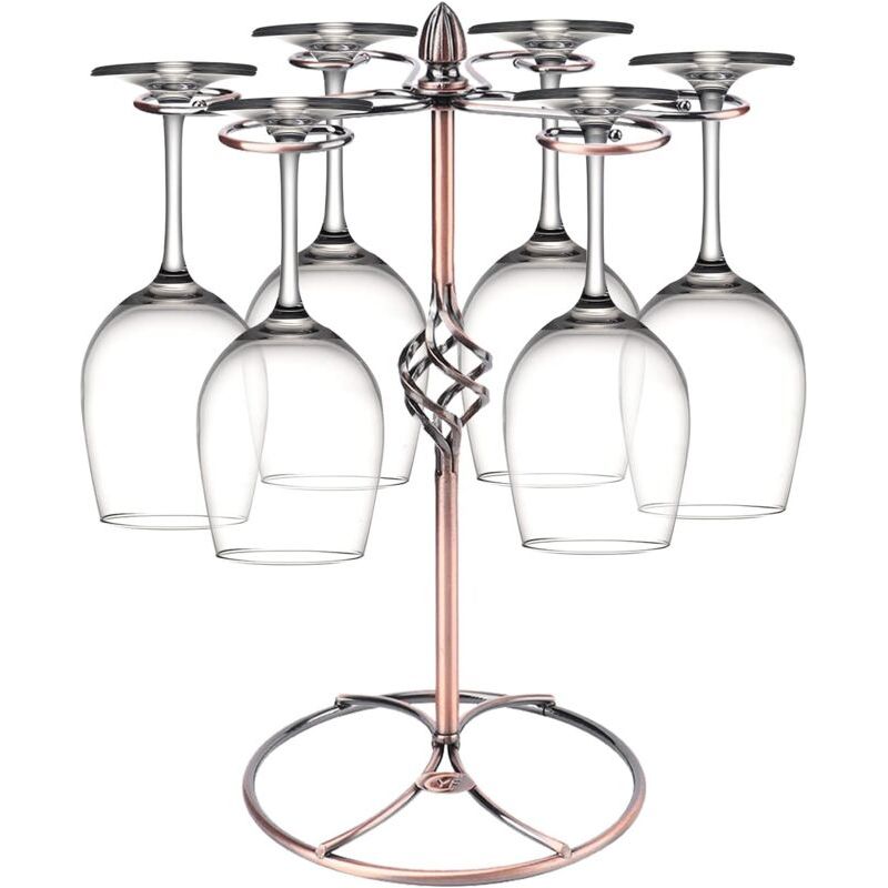 Porte Verre À Vin, Porte Gobelet Vertical Avec 6 Crochets,comptoir Verre À Vin(bronze)