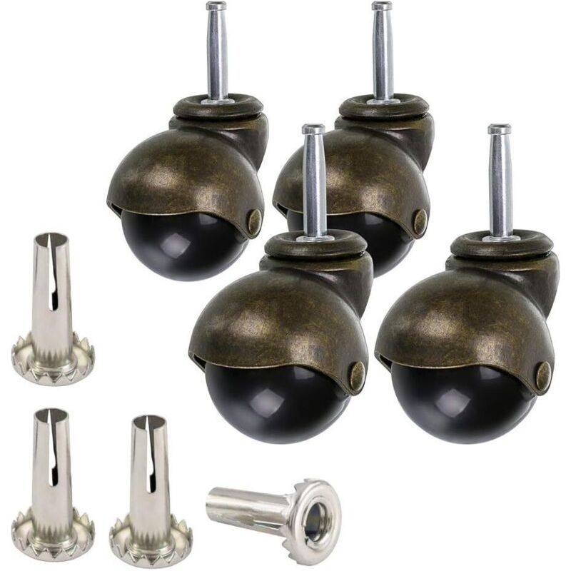 50mm Roue À Bille En Bronze, Roulettes Pour Meubles Avec Douilles, Roulettes À Boule Arrondie, Remplacement Pour Meubles, Canapés, Chaises, Armoires, Lot De 4