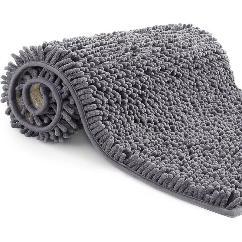 Tapis De Bain En Microfibre, Tapis Salle De Bain Longueur 50 X 80 Cm, Tapis De Wc, Doux, Antidérapant,gris Foncé