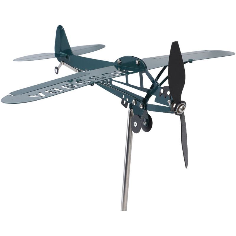 Girouette Décorative En Fer Forgé Vert Foncé, Représentant Un Avion Et Un Moulin À Vent, Idéale Pour Décorer Un Jardin, Une Terrasse, Une Clôture Ou Un Garage