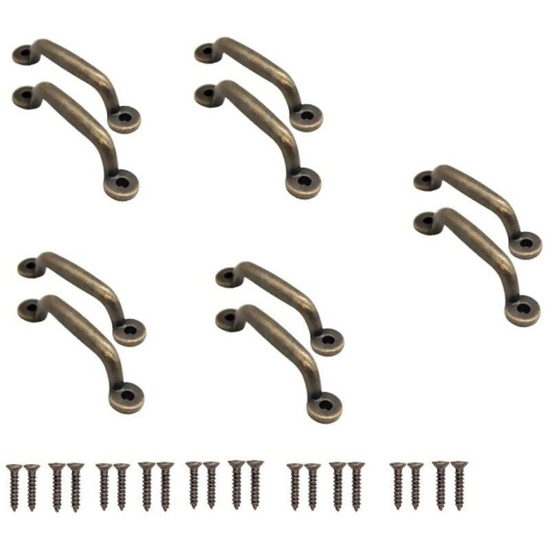 Lot De 10 Poignées De Tiroir Antiques En Bronze Antique Pour Coulissants, Armoires, Commodes, Cuisines, Buffets, Coffres, 90 X 22 Mm