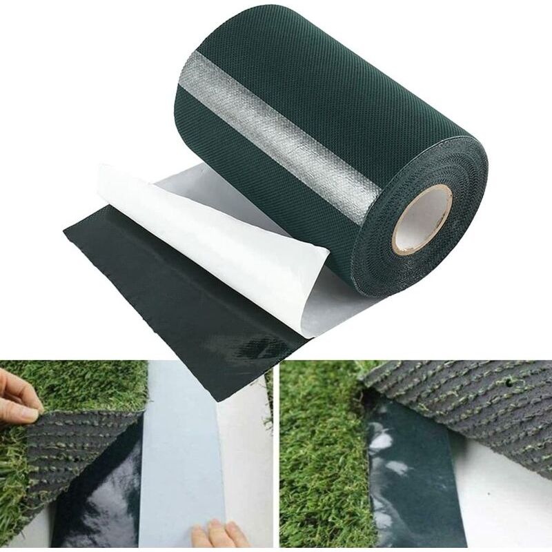 Aougo – Ruban De Pelouse Auto-adhésif 10 M X 15 Cm – Tissu Non Tissé Vert Foncé – Imperméable Et Résistant Aux Intempéries – Pour Joints De Gazon Artificiel