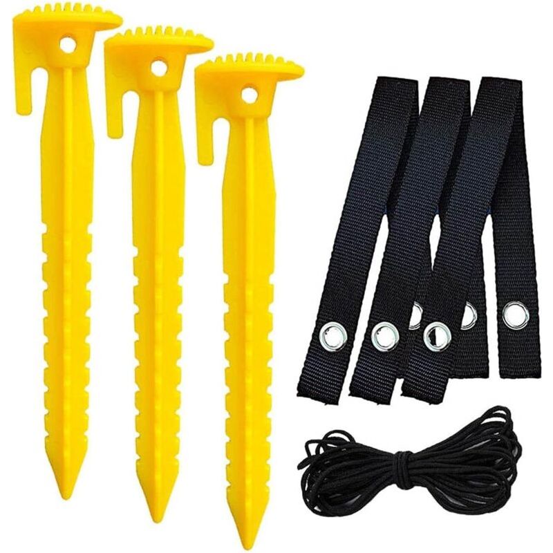 Lot De 3 Piquets De Sol Pour Filets De Jardin En Plastique Soutien Ancres De Prise D'Arbre Arbre,jardin Arbre Jalonnement Kit Piquets D'Ancrage Paysager, Adapté À La Fixation Jeunes Arbres-jaune