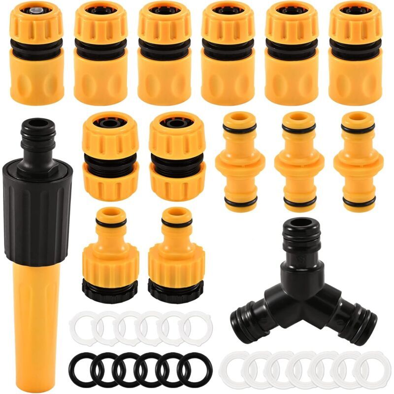 Raccord Tuyau D'Arrosage 13 Mm, Adaptateur Tuyau Arrosage Kit Matériau Abs Renforcé, Raccord Tuyau Arrosage Accessoires Raccord Rapide Sans Fuite Pour Tuyau D'Arrosage Robinet Avec Filetage