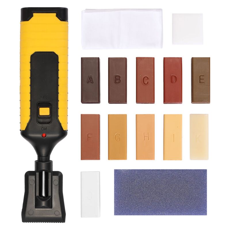 Kit De Réparation De La Maison De Ménage Réparations Du Sol Diy Outil De Planche En Bois Multifonctionnel En Bois Rayures Utilitaire Réparateur Avec 11 Blocs De Cire