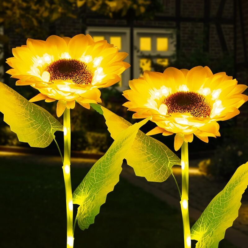 Lumière Solaire Jardin, 2 Pièces Fleur Pissenlit Lampe Solaire Extérieure Pour Décoration De Jardin Patio, Mariage, Noël, Pelouse, Terrasse