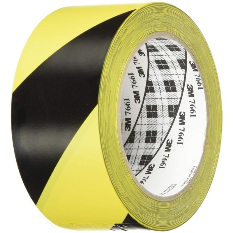 3m Ruban Adhésif De Signalisation De Danger 766i, Vinyle Hachuré, 50 Mm X 33 M