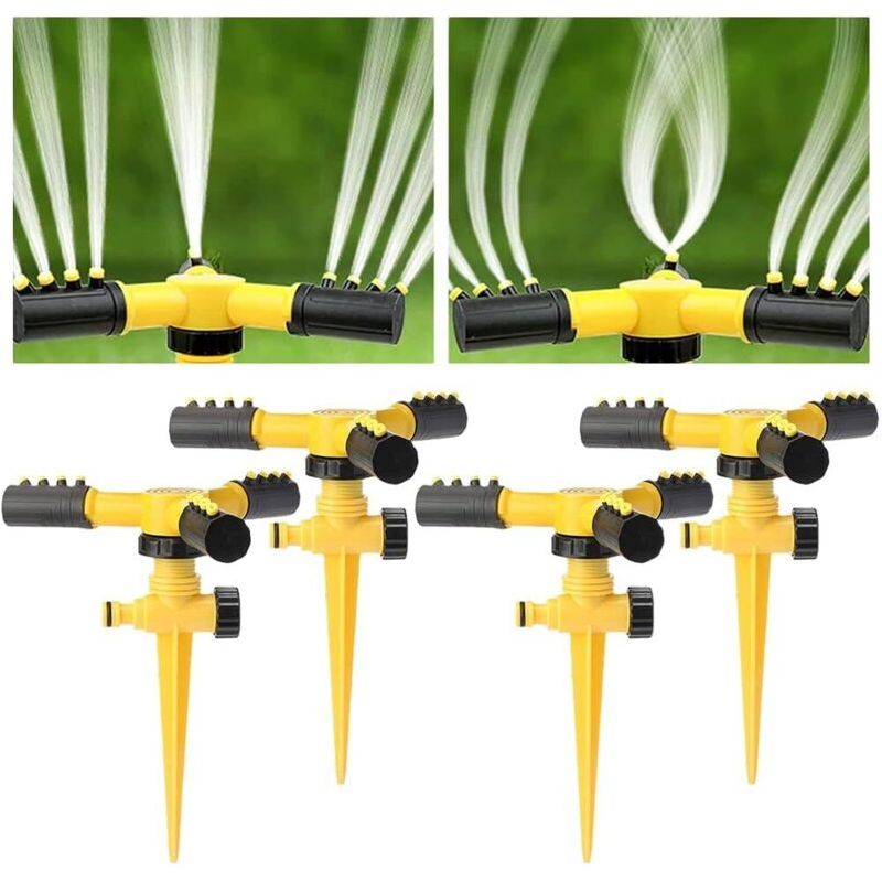 Arroseurs De Pelouse 4 Pièces, Arroseur De Jardin Rotatif À 360 ° Irrigation Automatique, Arroseurs Réglables Pour Pelouse, Plantes, Fleurs, Légumes, Grandes Surfaces Jusqu'à 80 M²