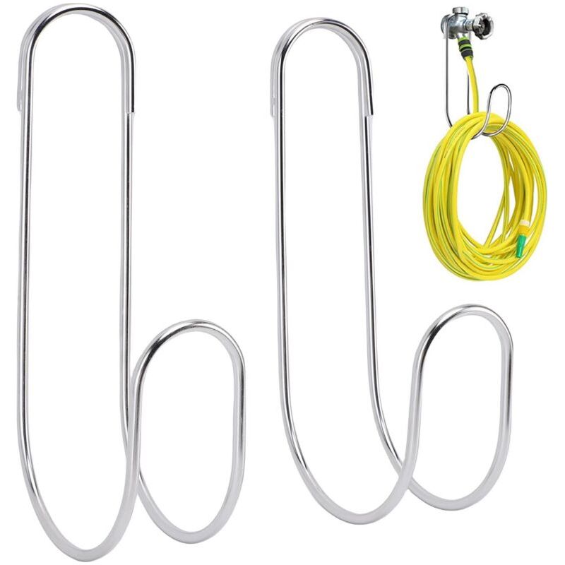 Lot De 2 Crochets De Rangement Flexibles Pour Tuyau D'Arrosage - Supporte Jusqu'à 20 Kg - Supporte-tuyau Suspendu En Acier Inoxydable Pour L'Intérieur Et L'Extérieur Du Jardin